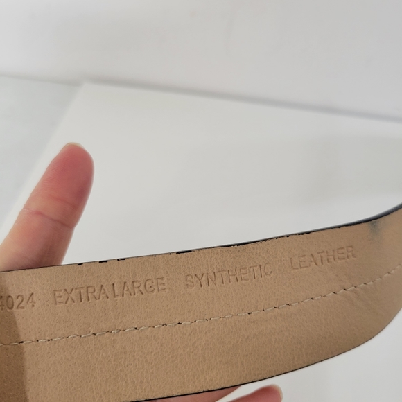 MICHAEL KORRS BELT BLACKWITH PRINTED MK LOGO SILVERBUCKLE Women's Extra Large - Picture 7 of 9